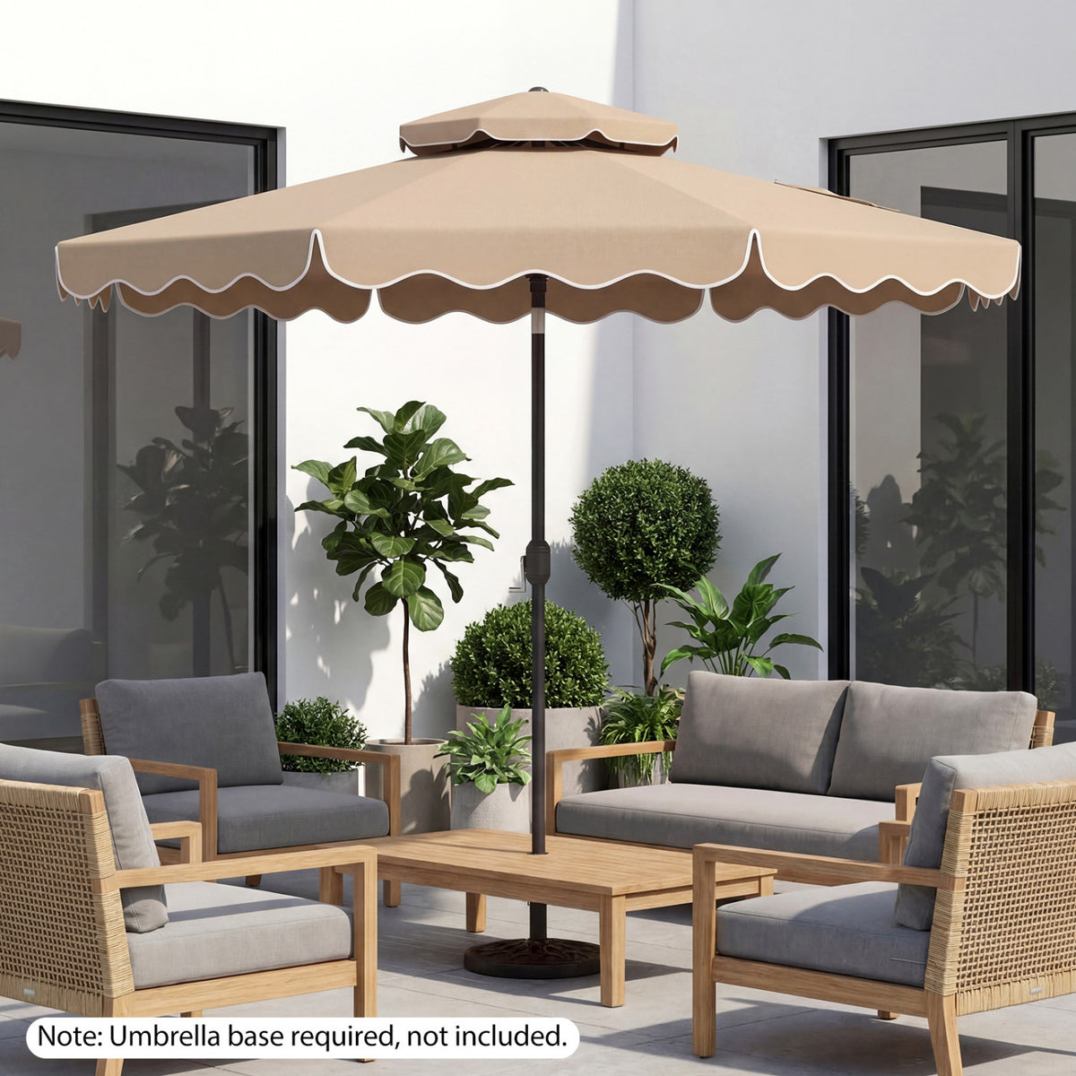 10 Ft Patio Umbrella with Push Button Tilt & Crank - Coffee