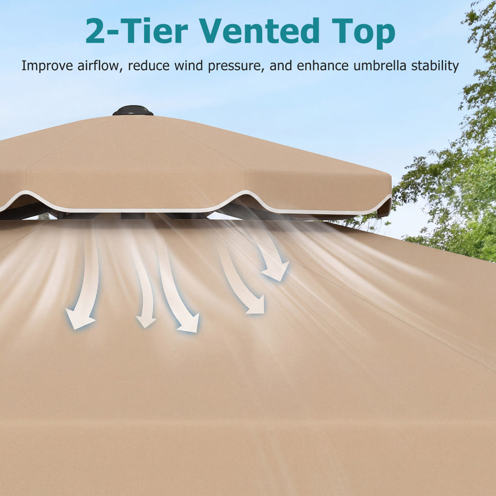 10 Ft Patio Umbrella with Push Button Tilt & Crank - Coffee