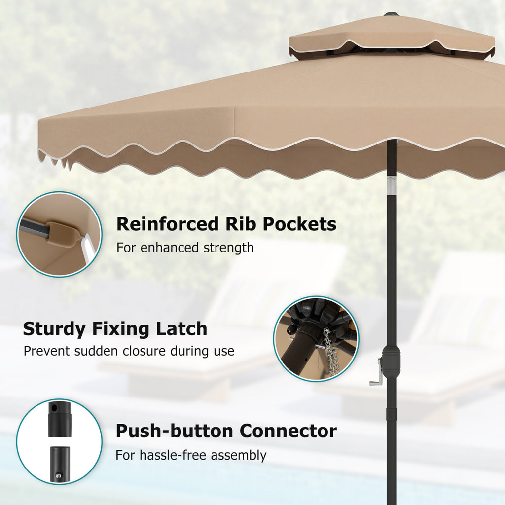 10 Ft Patio Umbrella with Push Button Tilt & Crank - Coffee
