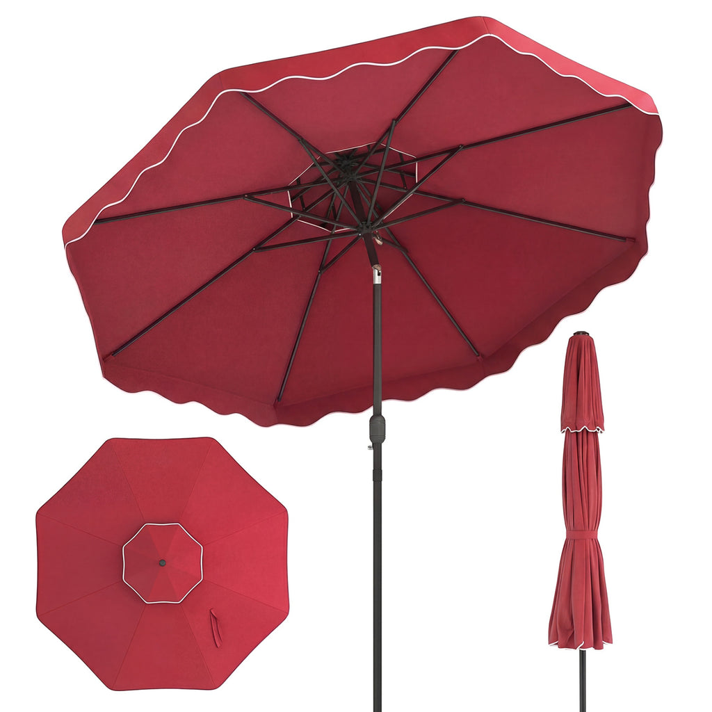 10 Feet Patio Umbrella with Push Button Tilt and Crank - Wine