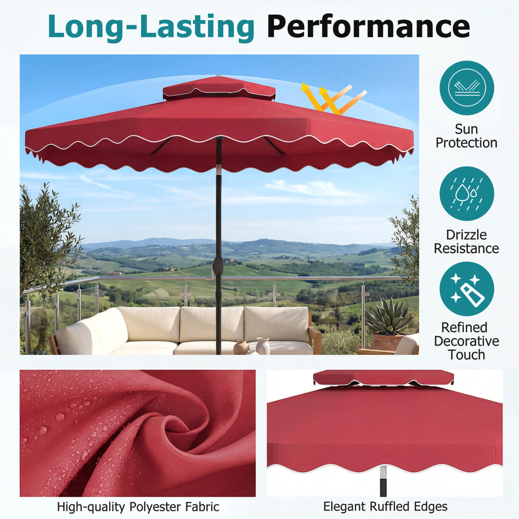 10 Feet Patio Umbrella with Push Button Tilt and Crank - Wine