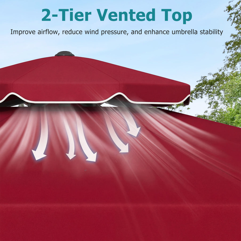 10 Feet Patio Umbrella with Push Button Tilt and Crank - Wine