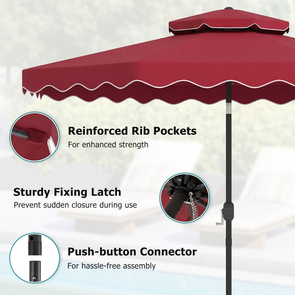 10 Feet Patio Umbrella with Push Button Tilt and Crank - Wine