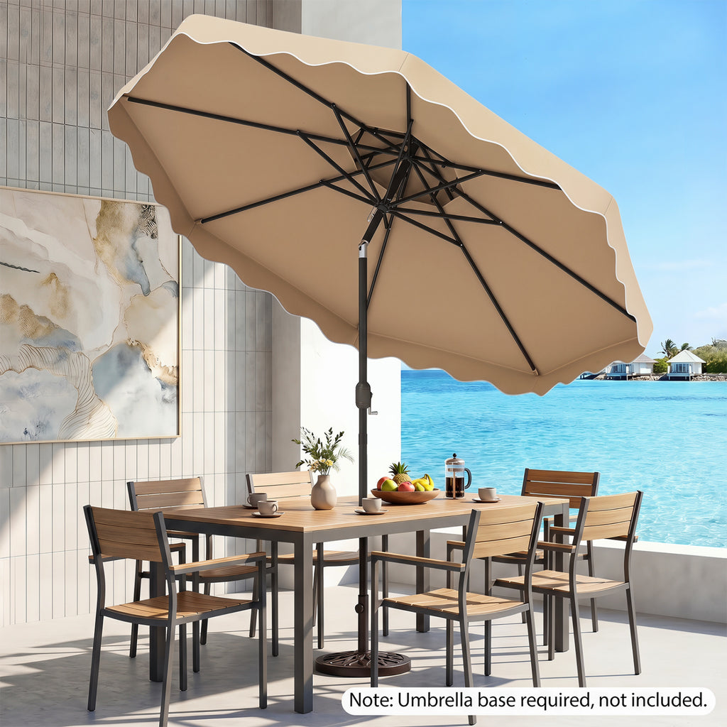 10 Ft Patio Umbrella with Push Button Tilt & Crank - Beige