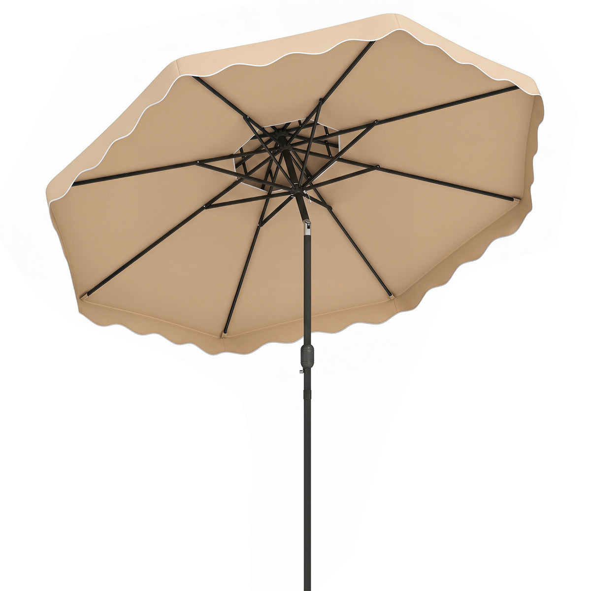 10 Ft Patio Umbrella with Push Button Tilt & Crank - Beige