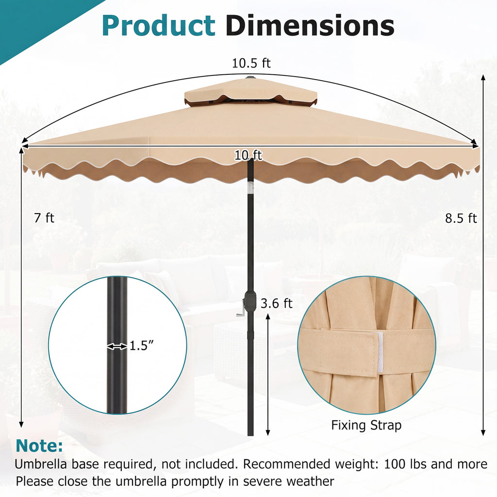 10 Ft Patio Umbrella with Push Button Tilt & Crank - Beige