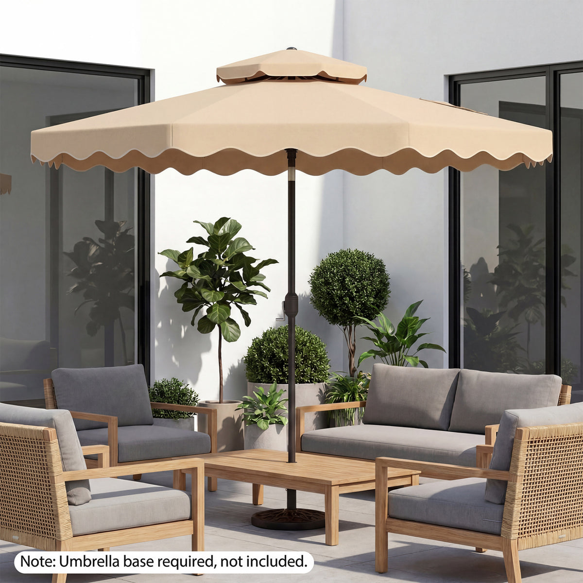 10 Ft Patio Umbrella with Push Button Tilt & Crank - Beige