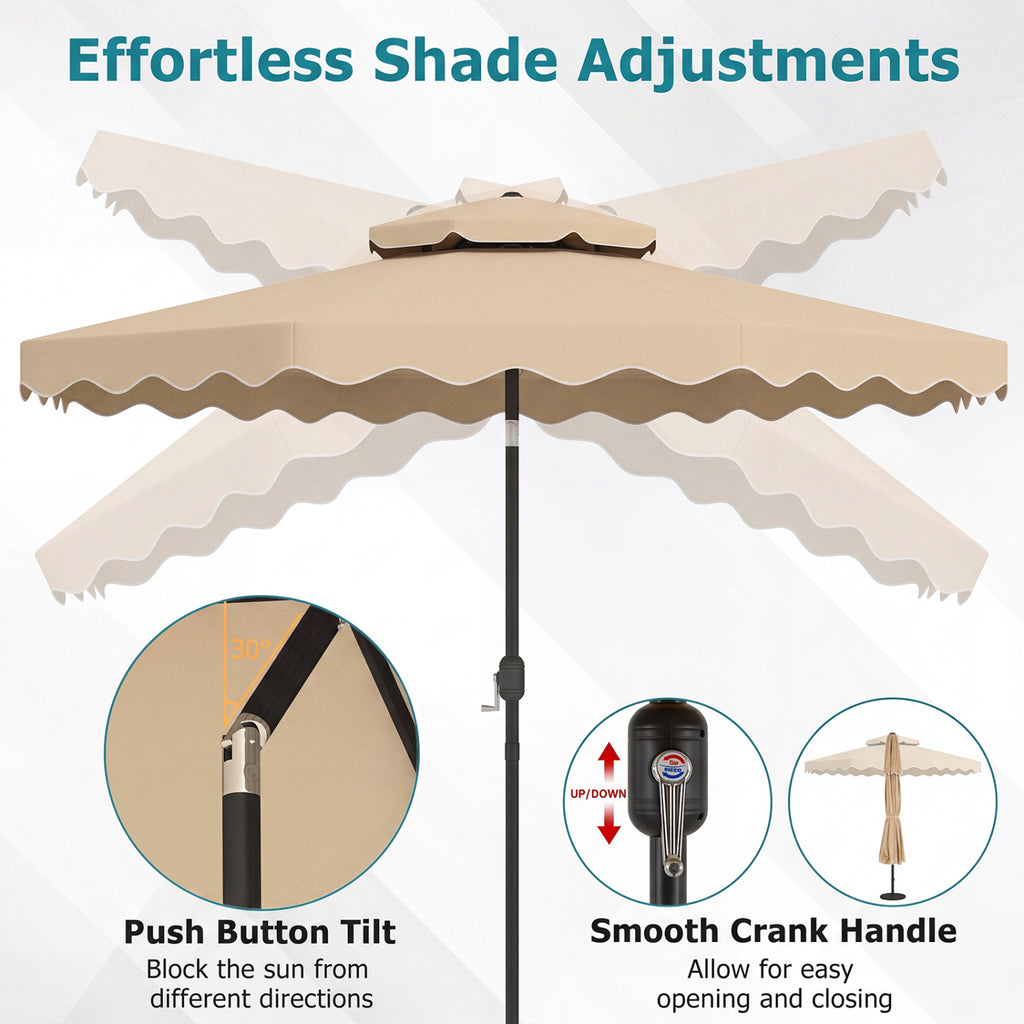 10 Ft Patio Umbrella with Push Button Tilt & Crank - Beige