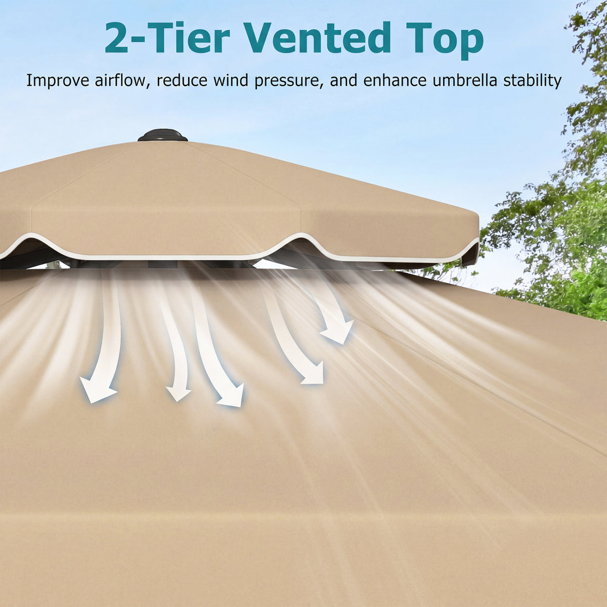 10 Ft Patio Umbrella with Push Button Tilt & Crank - Beige