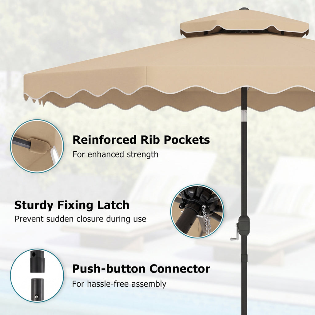 10 Ft Patio Umbrella with Push Button Tilt & Crank - Beige