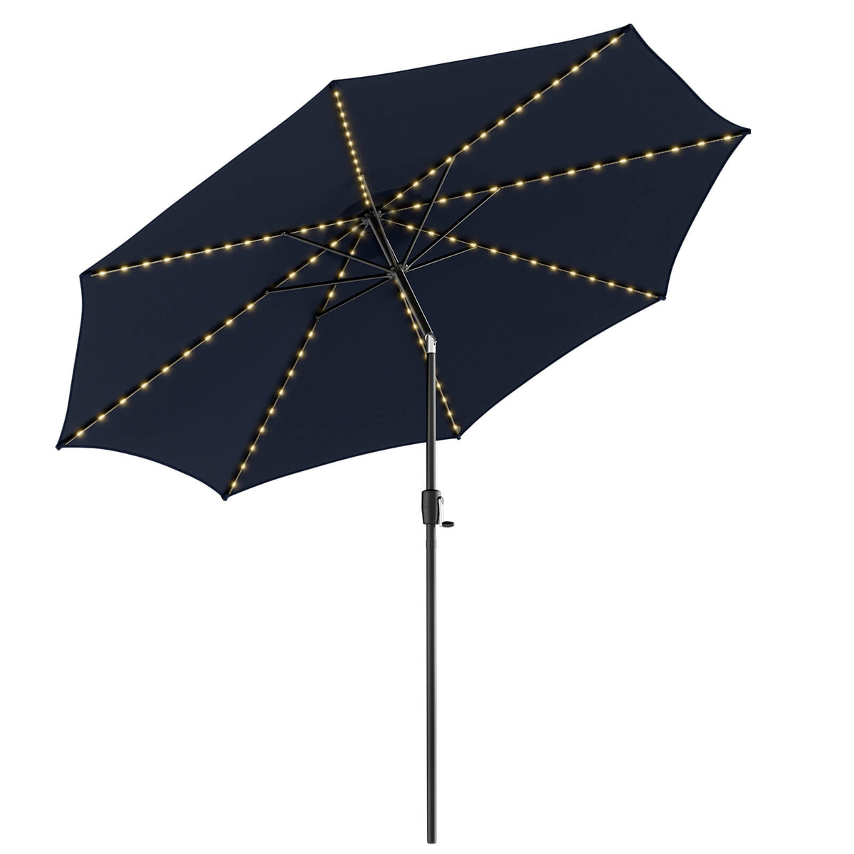 10 FT Patio Umbrella with 112 Solar LED Lights, Navy