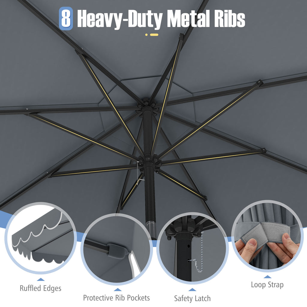 10 Feet Patio Market Umbrella with Crank Tilt - Gray