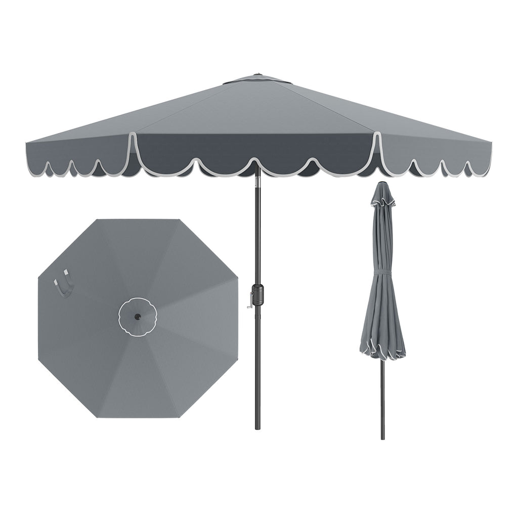 10 Feet Patio Market Umbrella with Crank Tilt - Gray