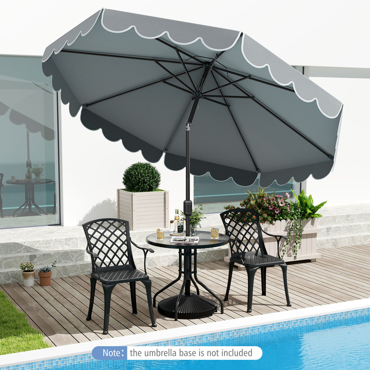 10 Feet Patio Market Umbrella with Crank Tilt - Gray