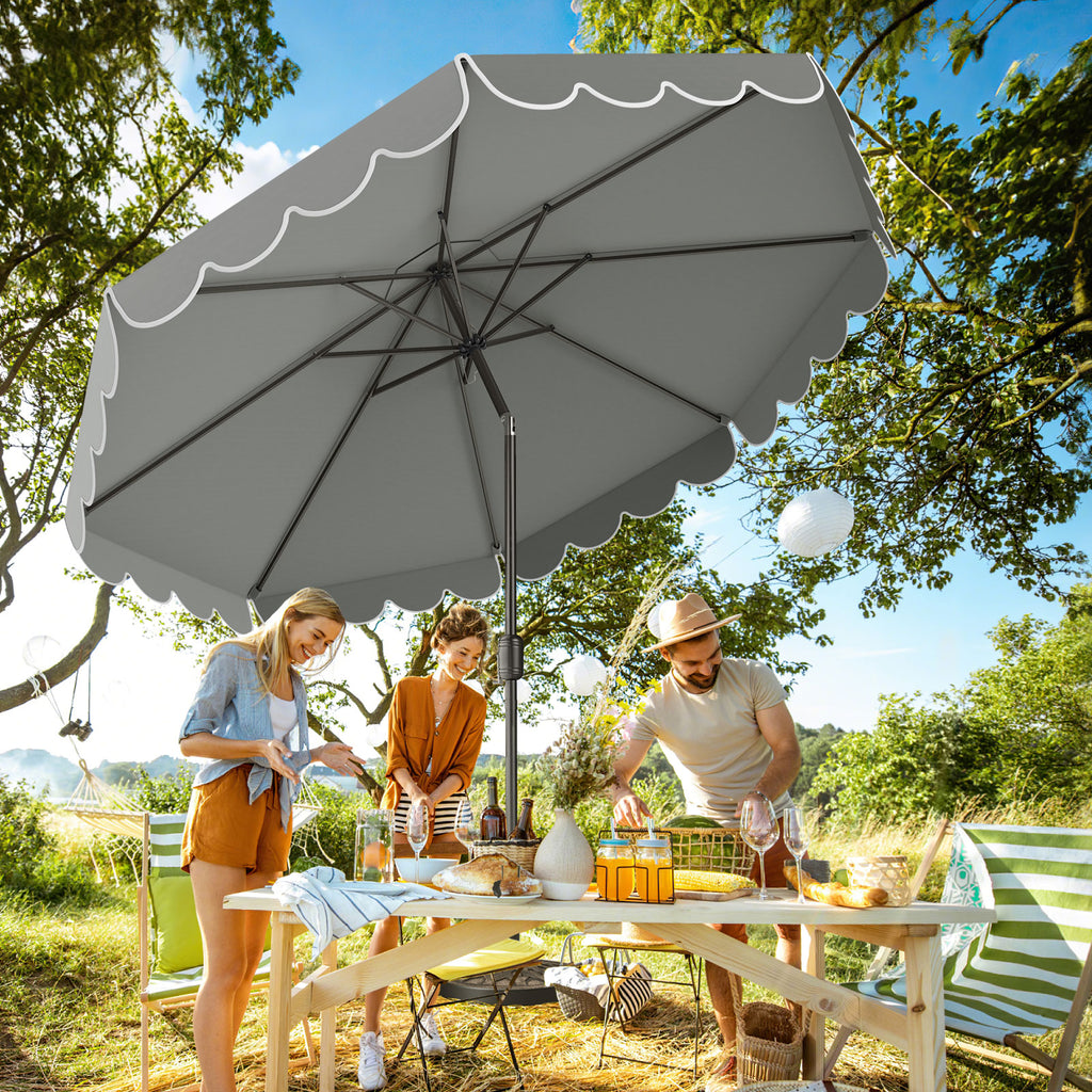 10 Feet Patio Market Umbrella with Crank Tilt - Gray
