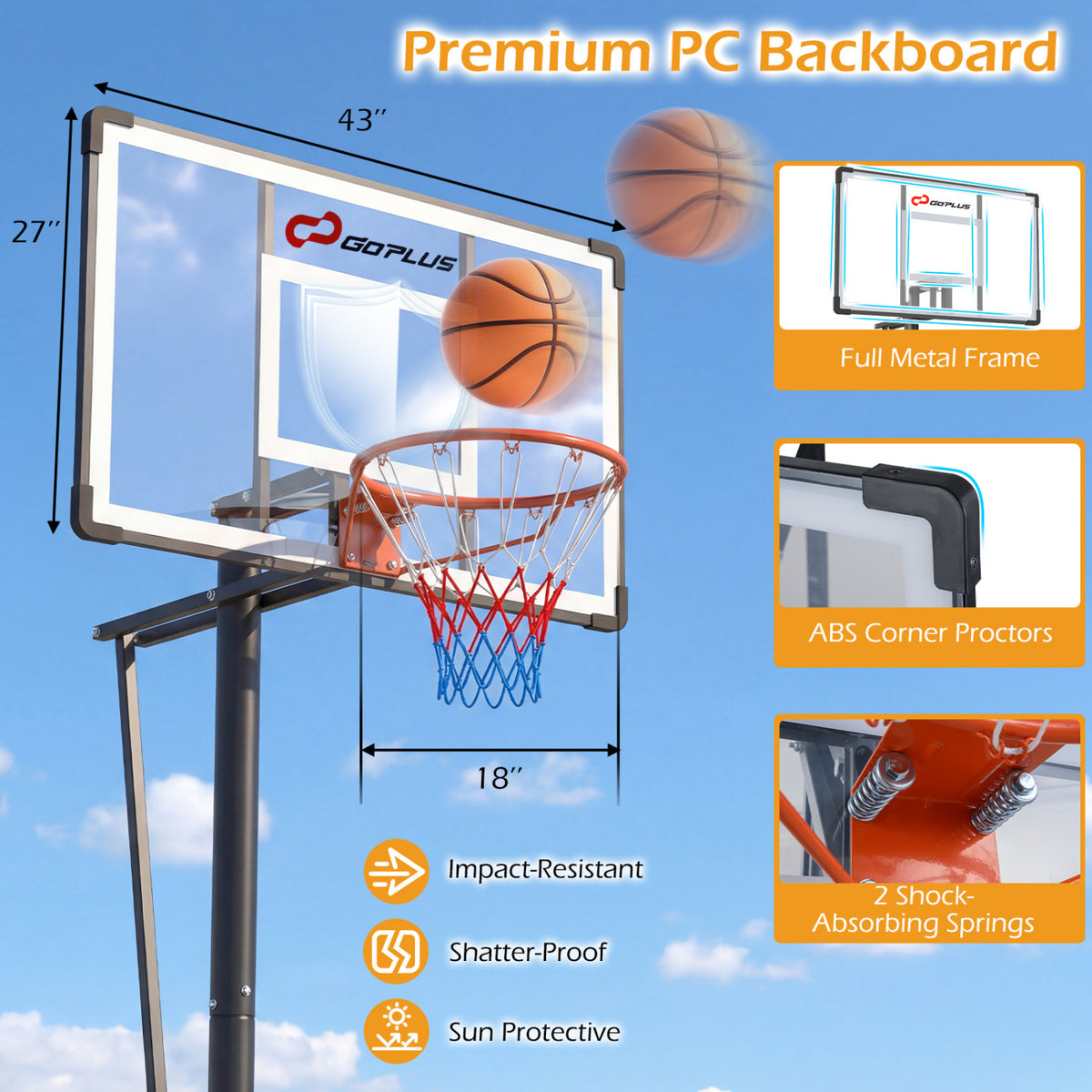 Portable Outdoor Basketball Hoop with Adjustable Height for All Ages