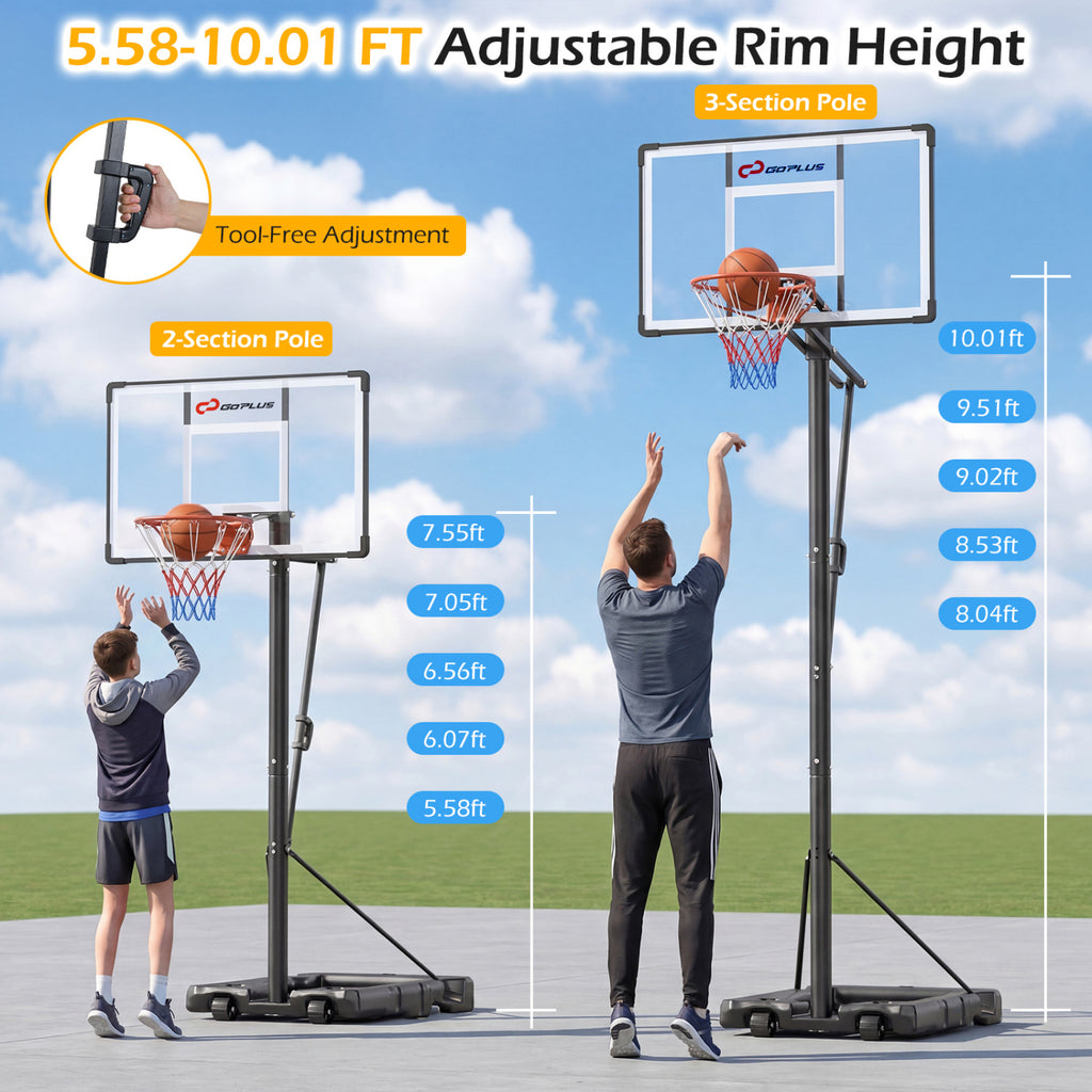 Portable Outdoor Basketball Hoop with Adjustable Height for All Ages