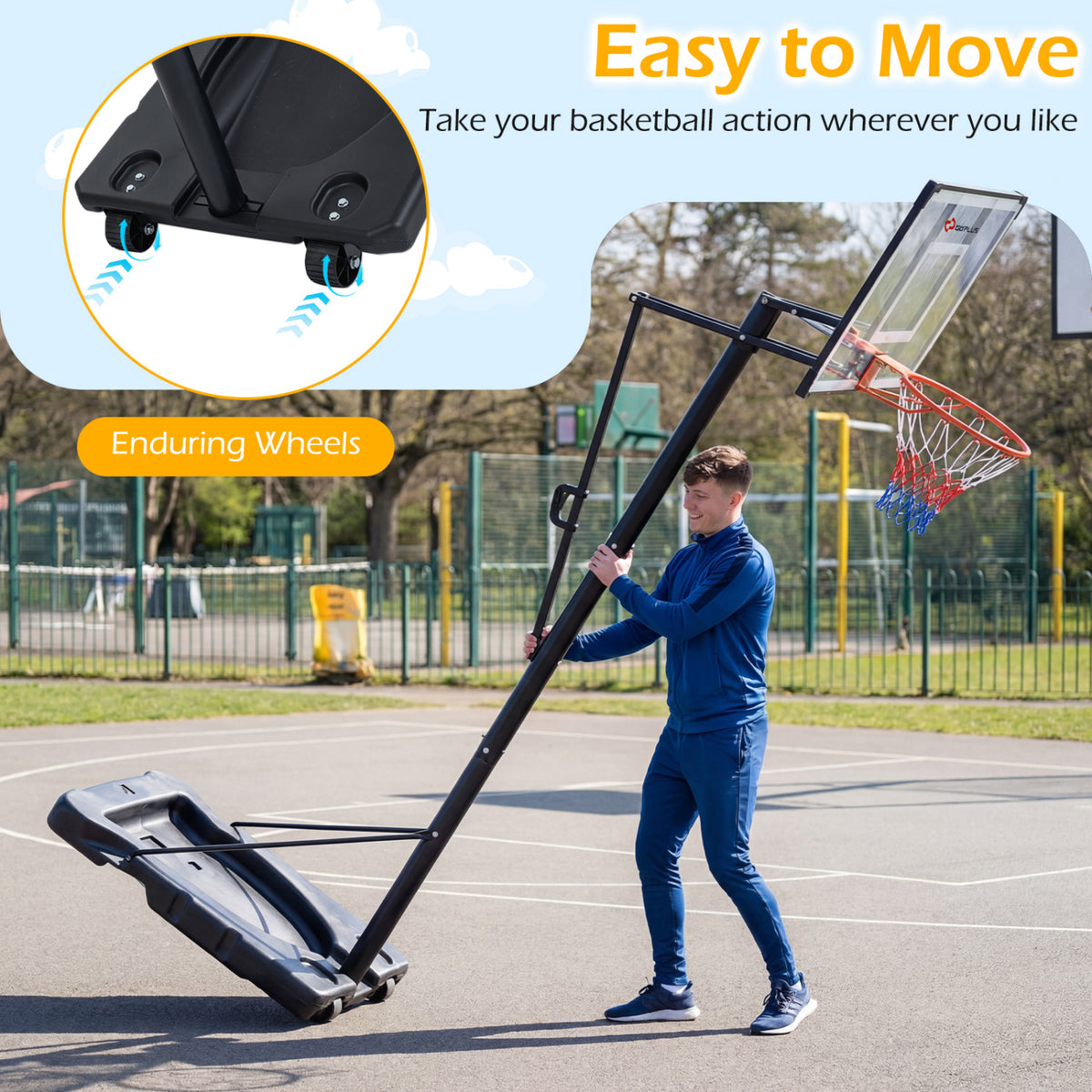 Portable Outdoor Basketball Hoop with Adjustable Height for All Ages