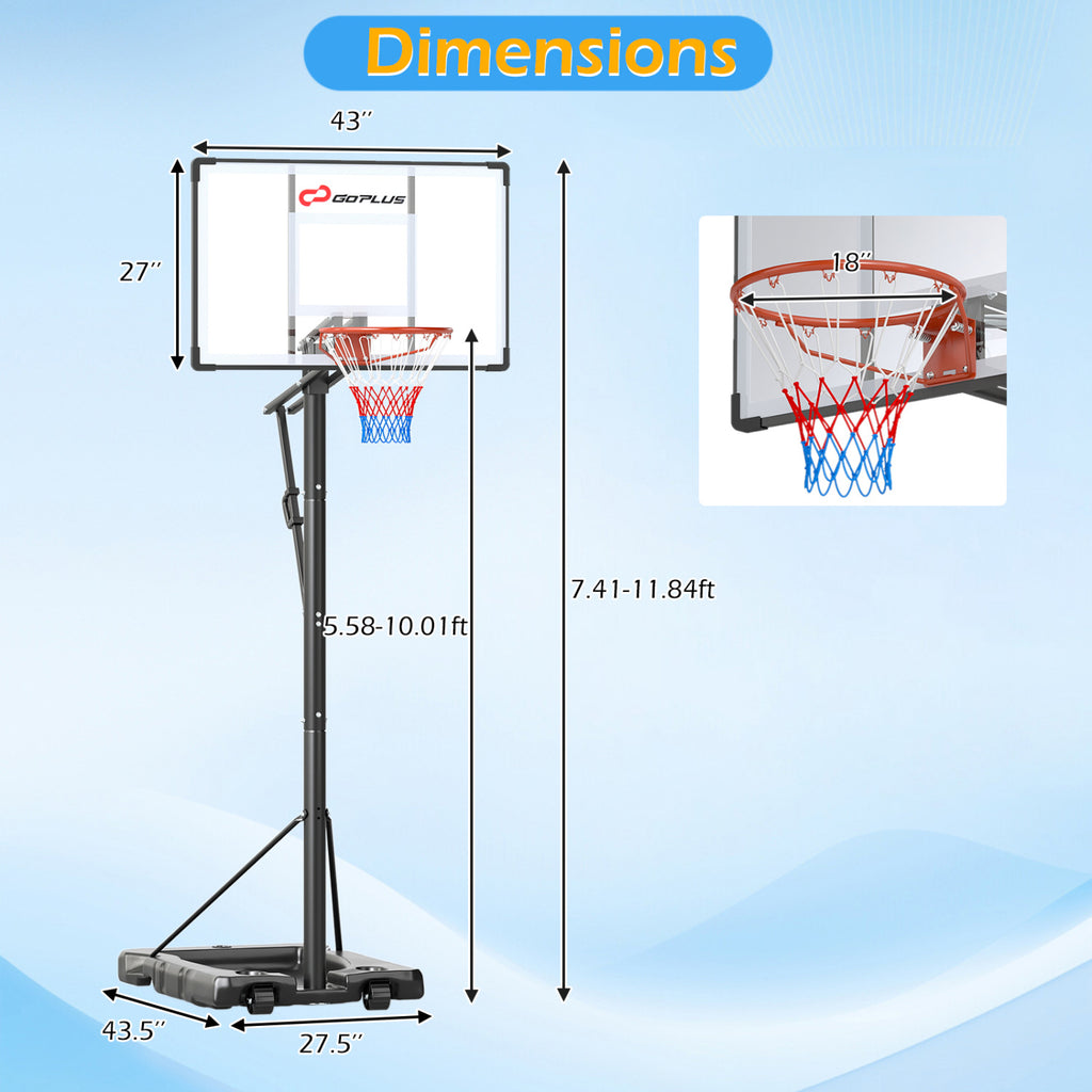Portable Outdoor Basketball Hoop with Adjustable Height for All Ages