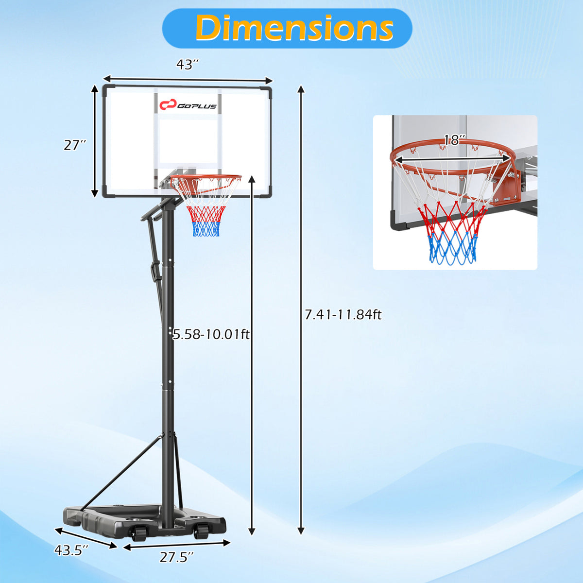 Portable Outdoor Basketball Hoop with Adjustable Height for All Ages
