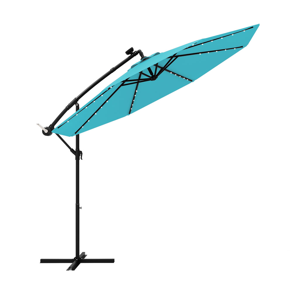 10 Feet Solar Offset Hanging Umbrella with 40 Lamp Beads and Panel