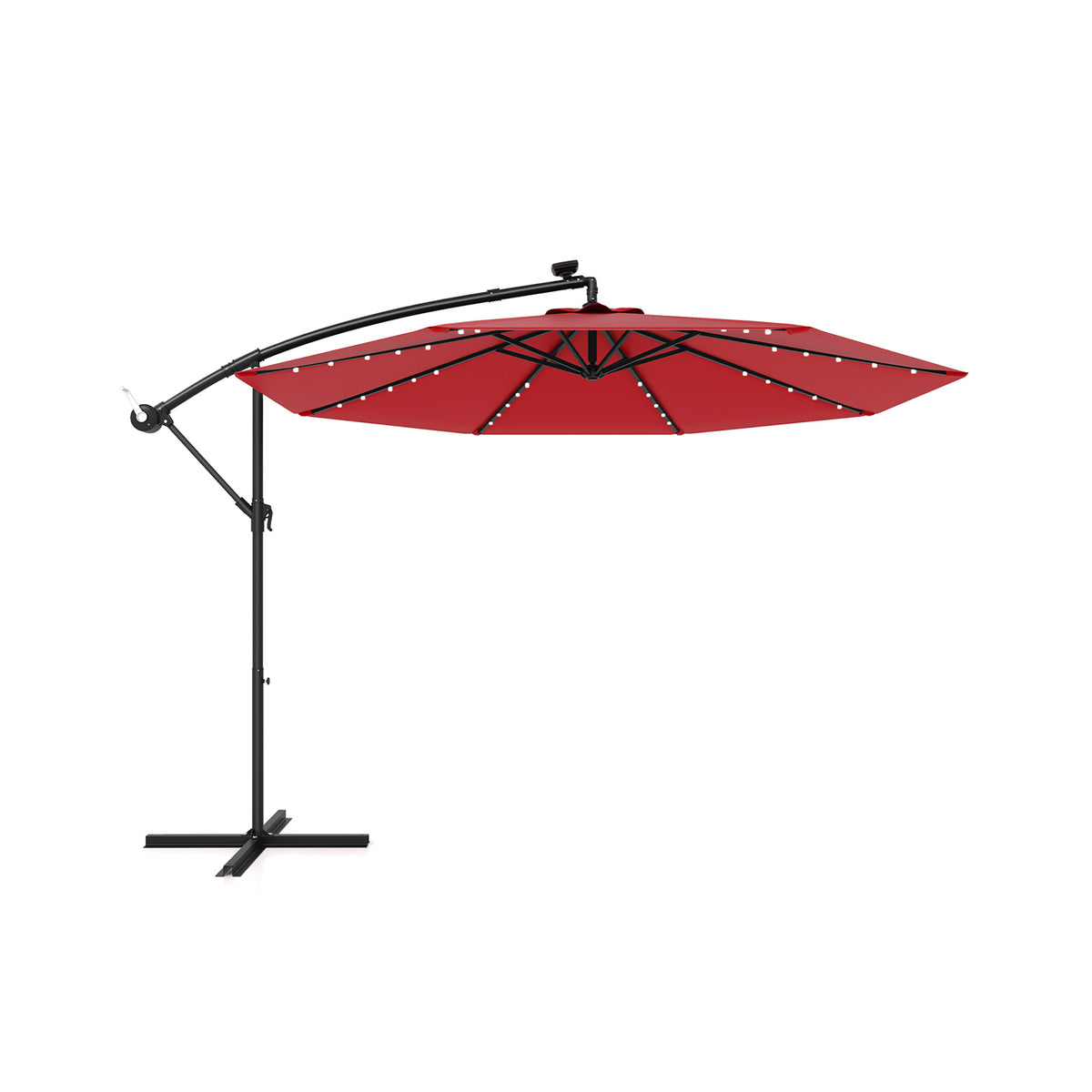 10 Feet Solar Offset Hanging Umbrella with 40 Lamp Beads and Panel