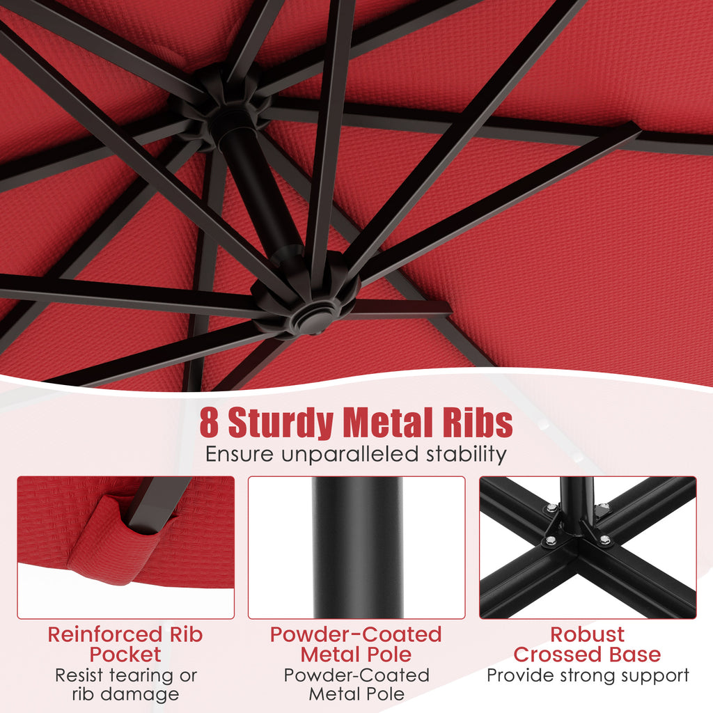 10 Feet Solar Offset Hanging Umbrella with 40 Lamp Beads and Panel