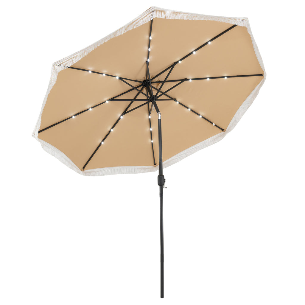 10 Feet Solar Patio Umbrella with 24 LED Lights for Yard