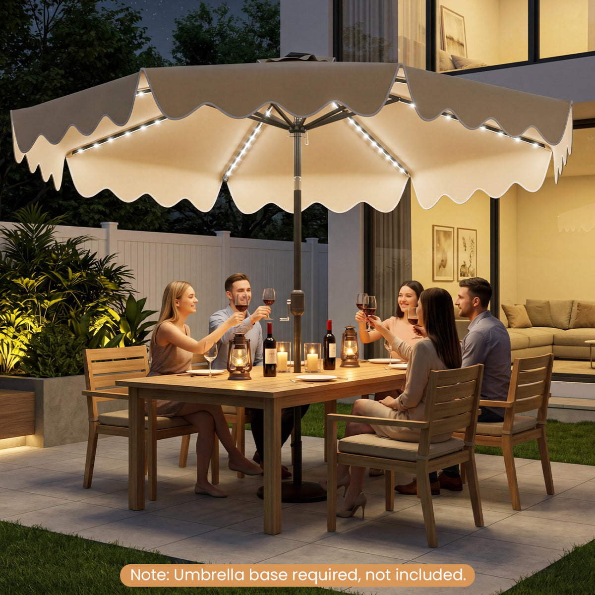 10 Feet Solar Patio Umbrella with Color-Changing LED Lights