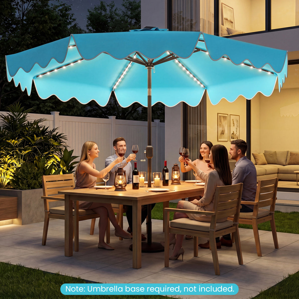 10 Feet Solar Patio Umbrella with Color-Changing LED Lights