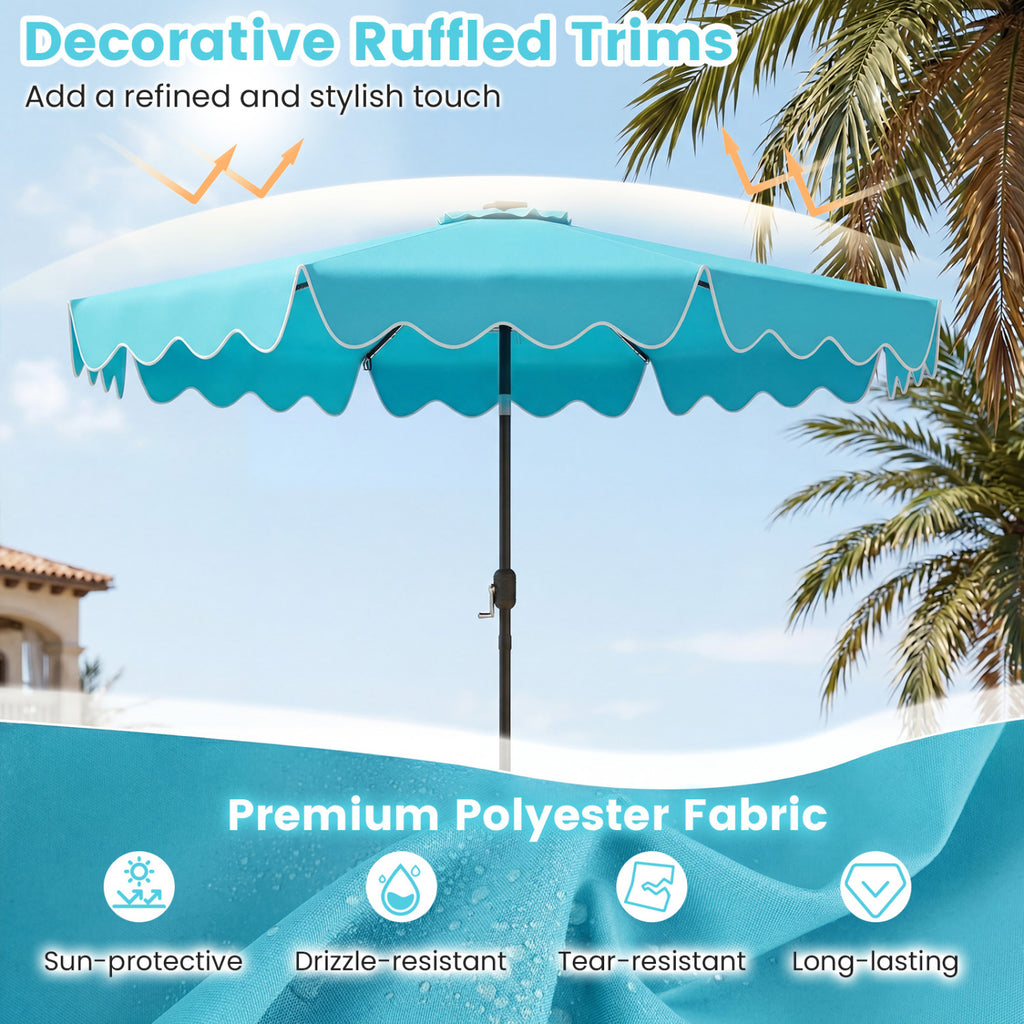 10 Feet Solar Patio Umbrella with Color-Changing LED Lights