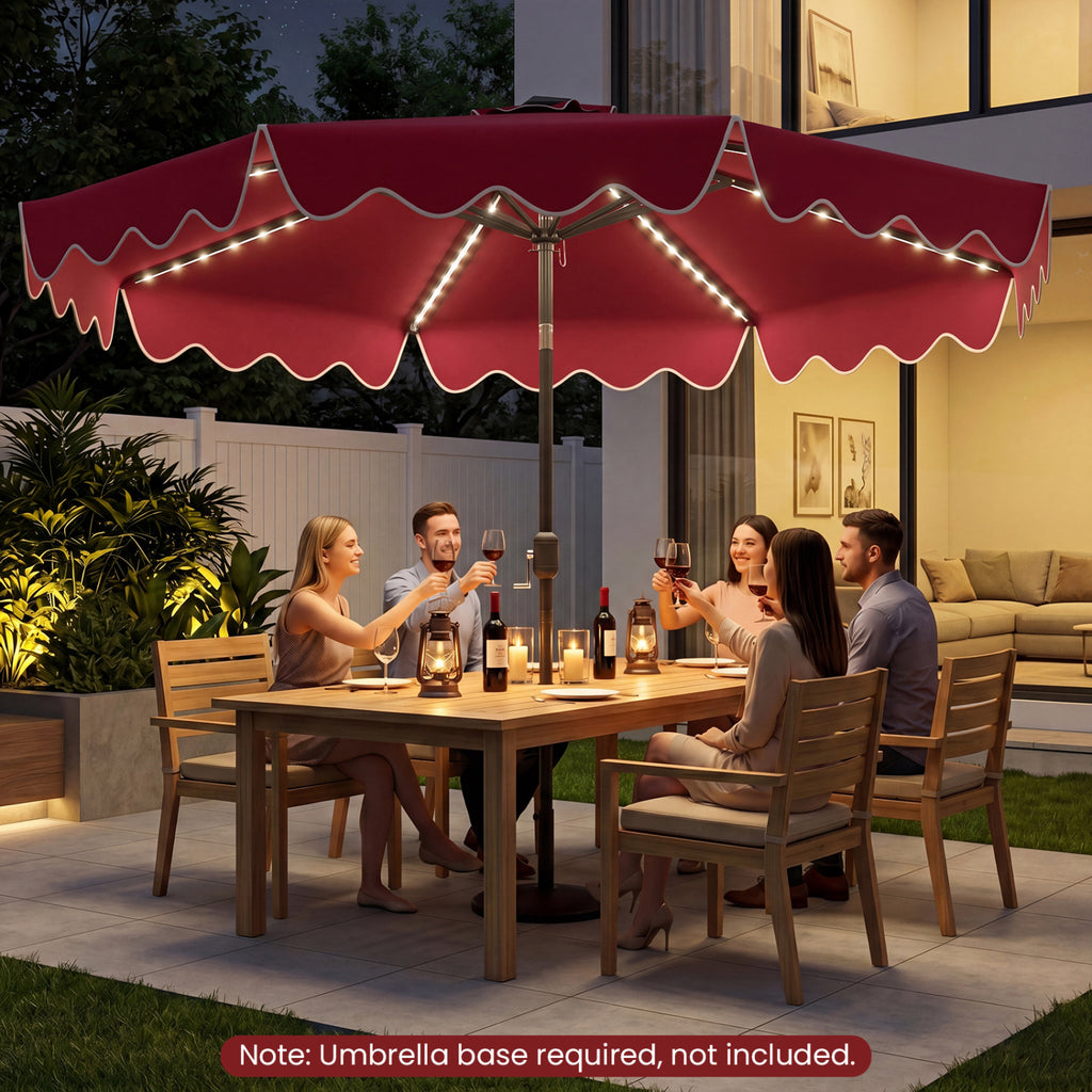 10 Feet Solar Patio Umbrella with Color-Changing LED Lights