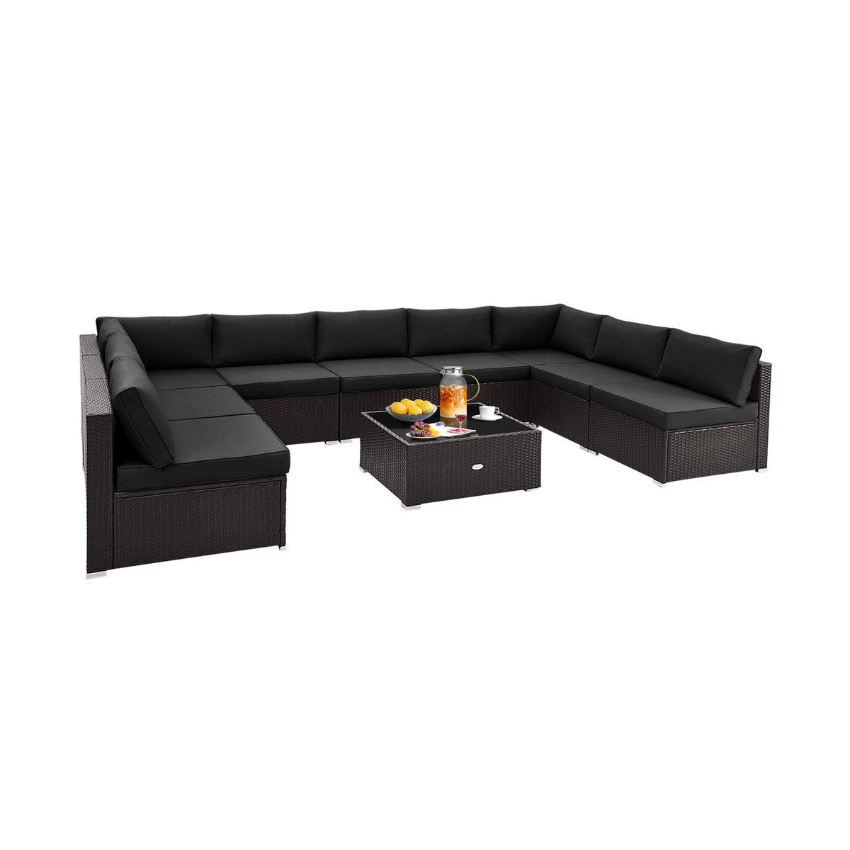7-Piece Rattan Patio Sofa Set - Loveseat, 2 Chairs, 2 Ottomans & Coffee Tables
