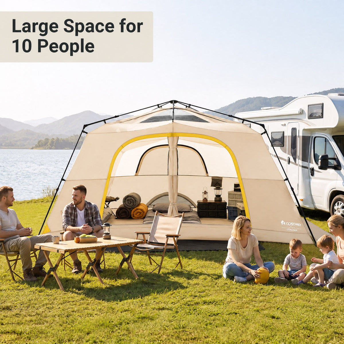 10 Person Instant Cabin Camping Tent with Rainfly 13 ft x 9 Portable