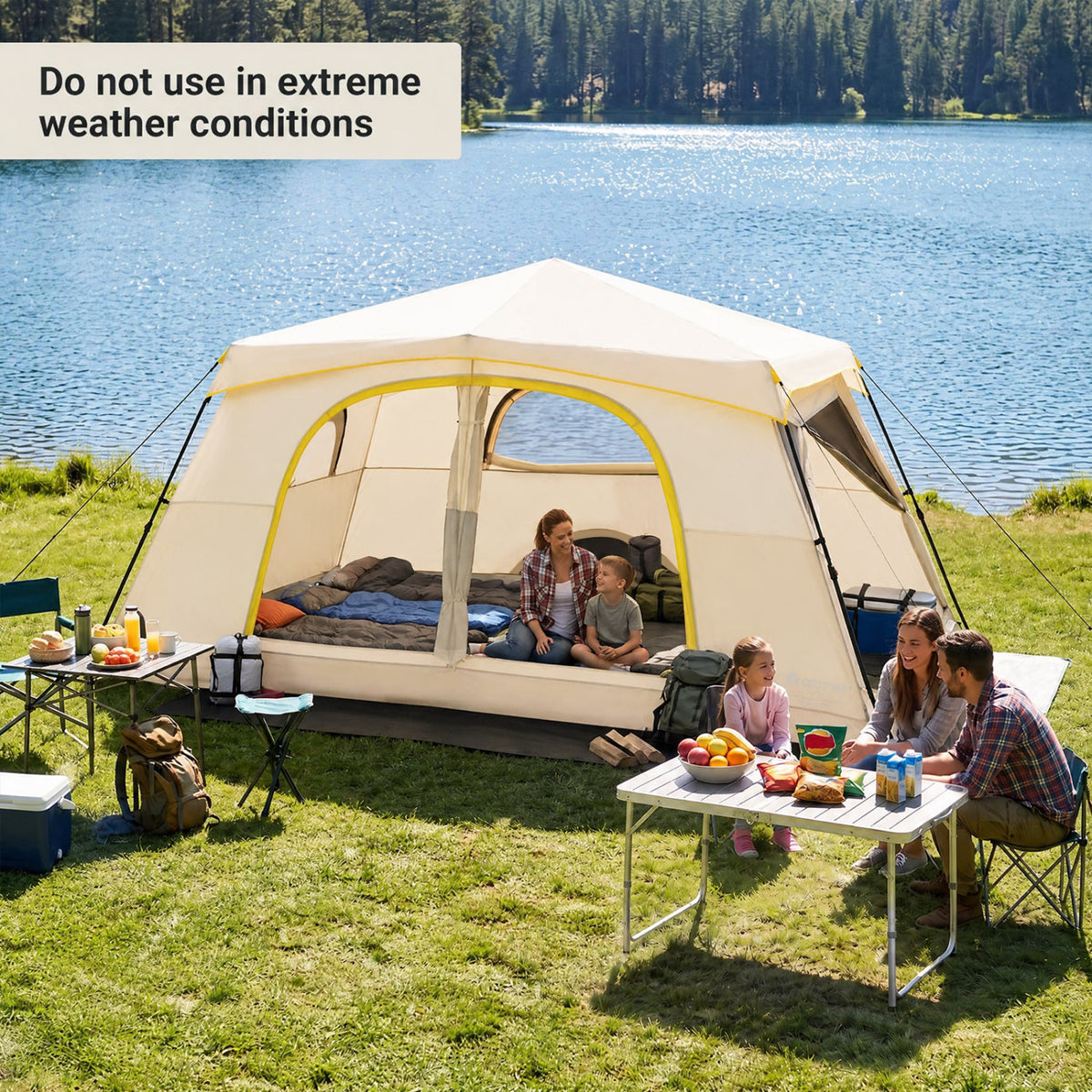 10 Person Instant Cabin Camping Tent with Rainfly 13 ft x 9 Portable