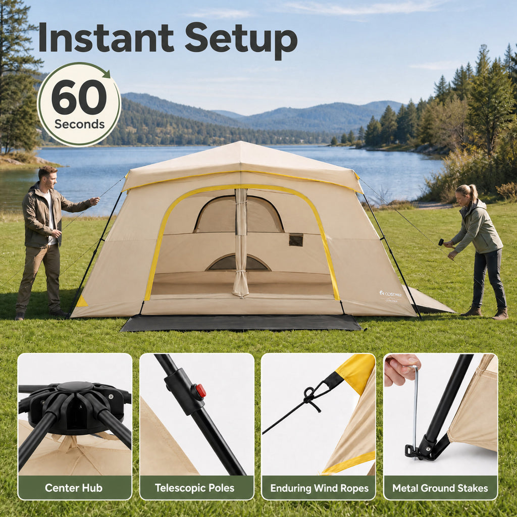 10 Person Instant Cabin Camping Tent with Rainfly 13 ft x 9 Portable