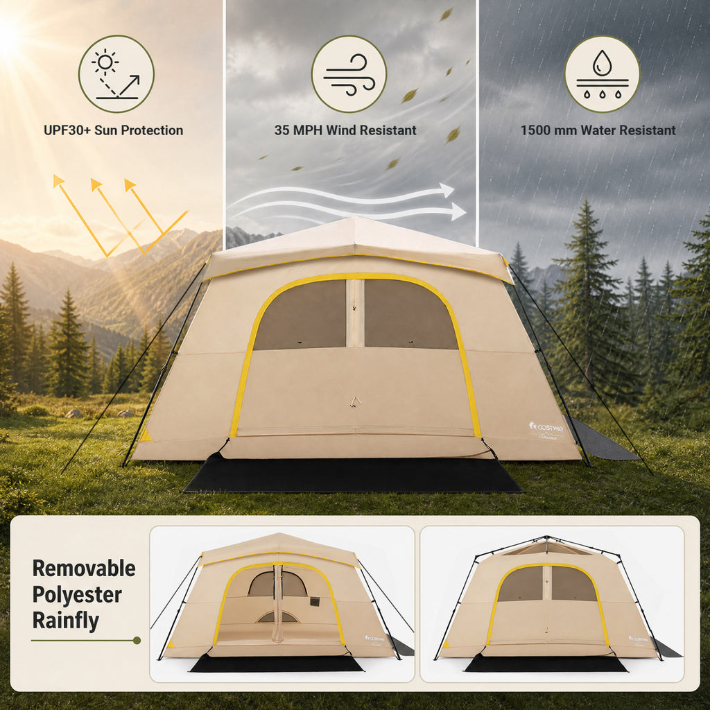10 Person Instant Cabin Camping Tent with Rainfly 13 ft x 9 Portable