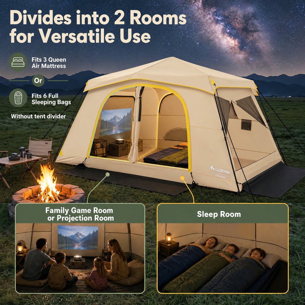 10 Person Instant Cabin Camping Tent with Rainfly 13 ft x 9 Portable