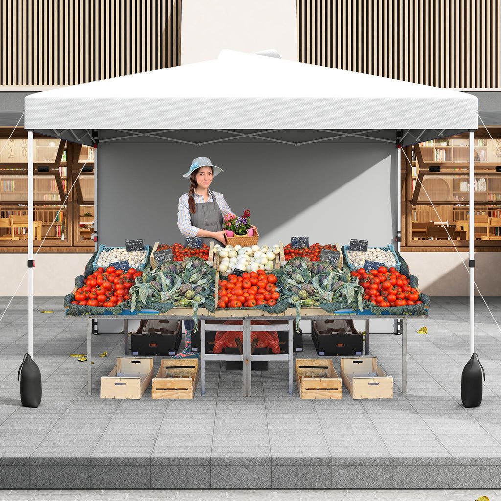 10 x 10 FT Pop-Up Canopy Tent with Sidewall - White