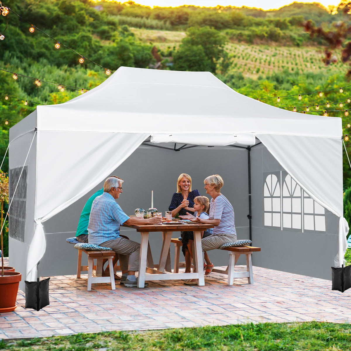 10 x 14 FT Pop Up Canopy Tent with Sidewalls - White
