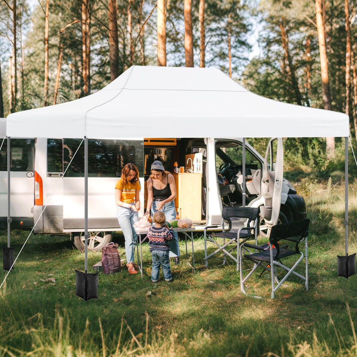 10 x 14 FT Pop Up Canopy Tent with Sidewalls - White