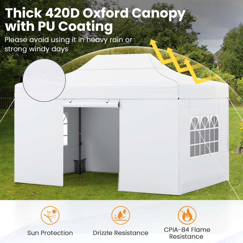 10 x 14 FT Pop Up Canopy Tent with Sidewalls - White