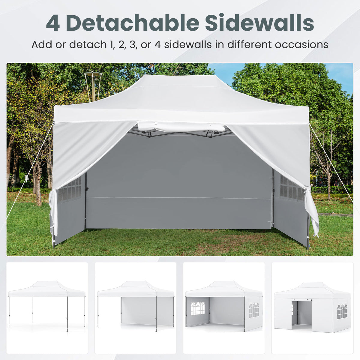 10 x 14 FT Pop Up Canopy Tent with Sidewalls - White