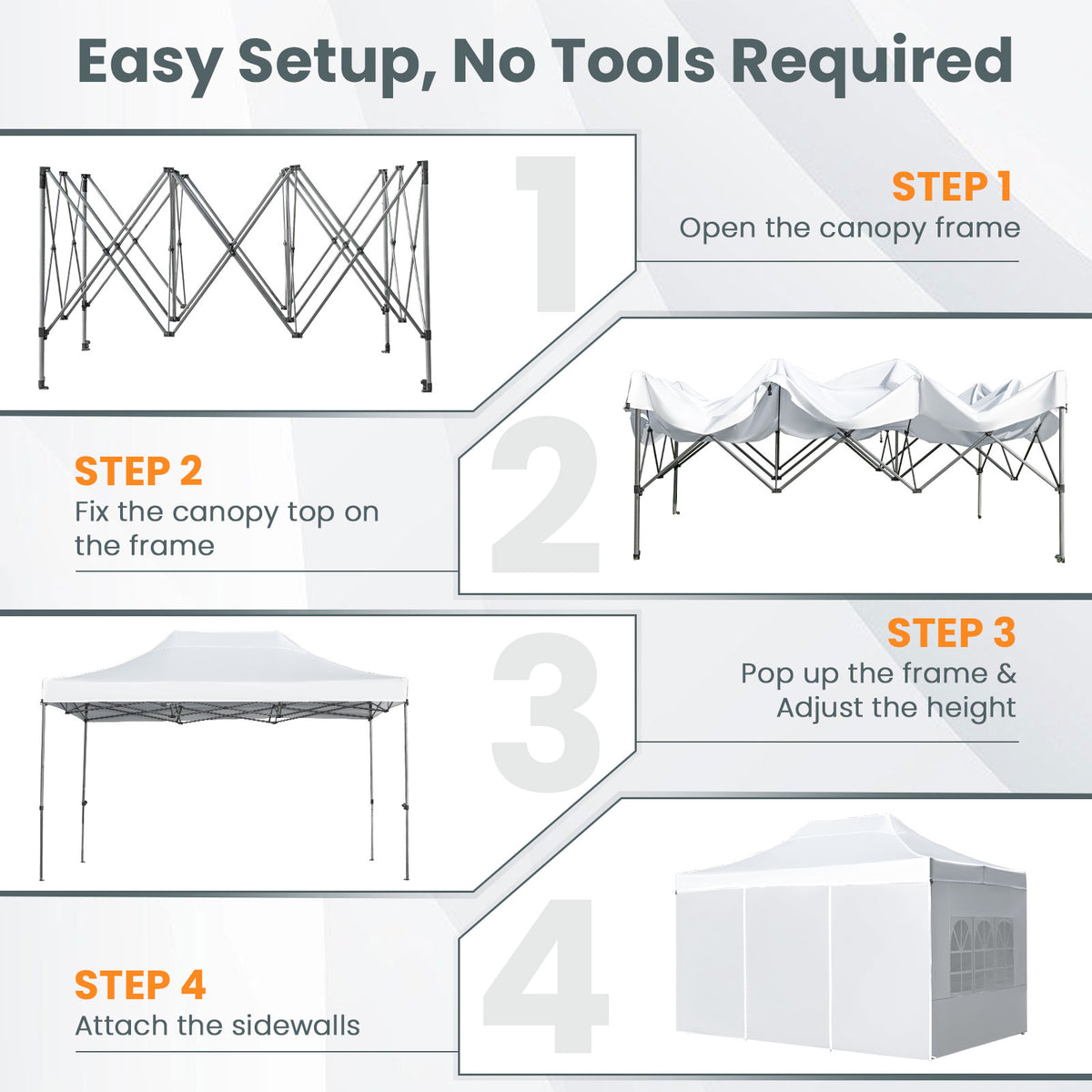 10 x 14 FT Pop Up Canopy Tent with Sidewalls - White