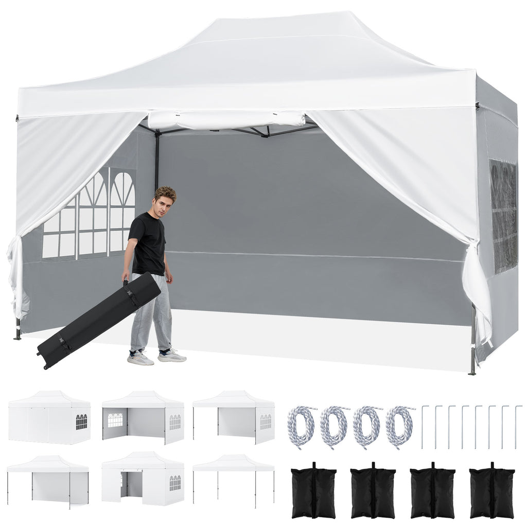 10 x 14 FT Pop Up Canopy Tent with Sidewalls - White