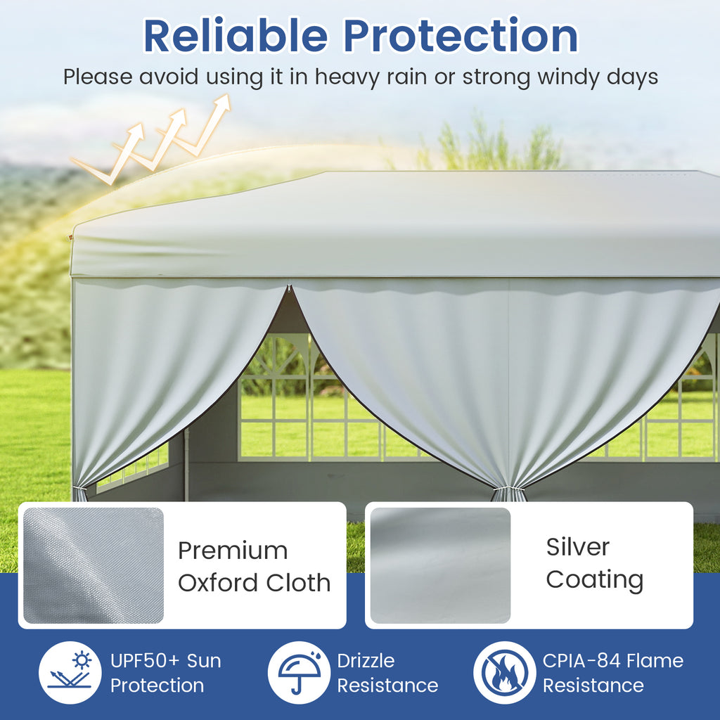 10 x 20 Feet Pop-Up Canopy Tent with 6 Sidewalls - Gray