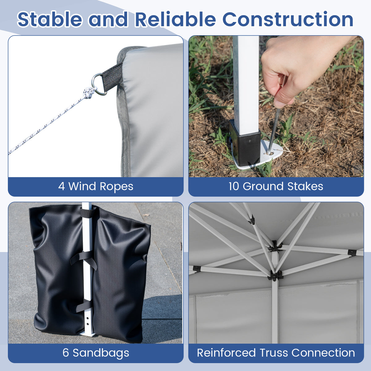 10 x 20 Feet Pop-Up Canopy Tent with 6 Sidewalls - Gray