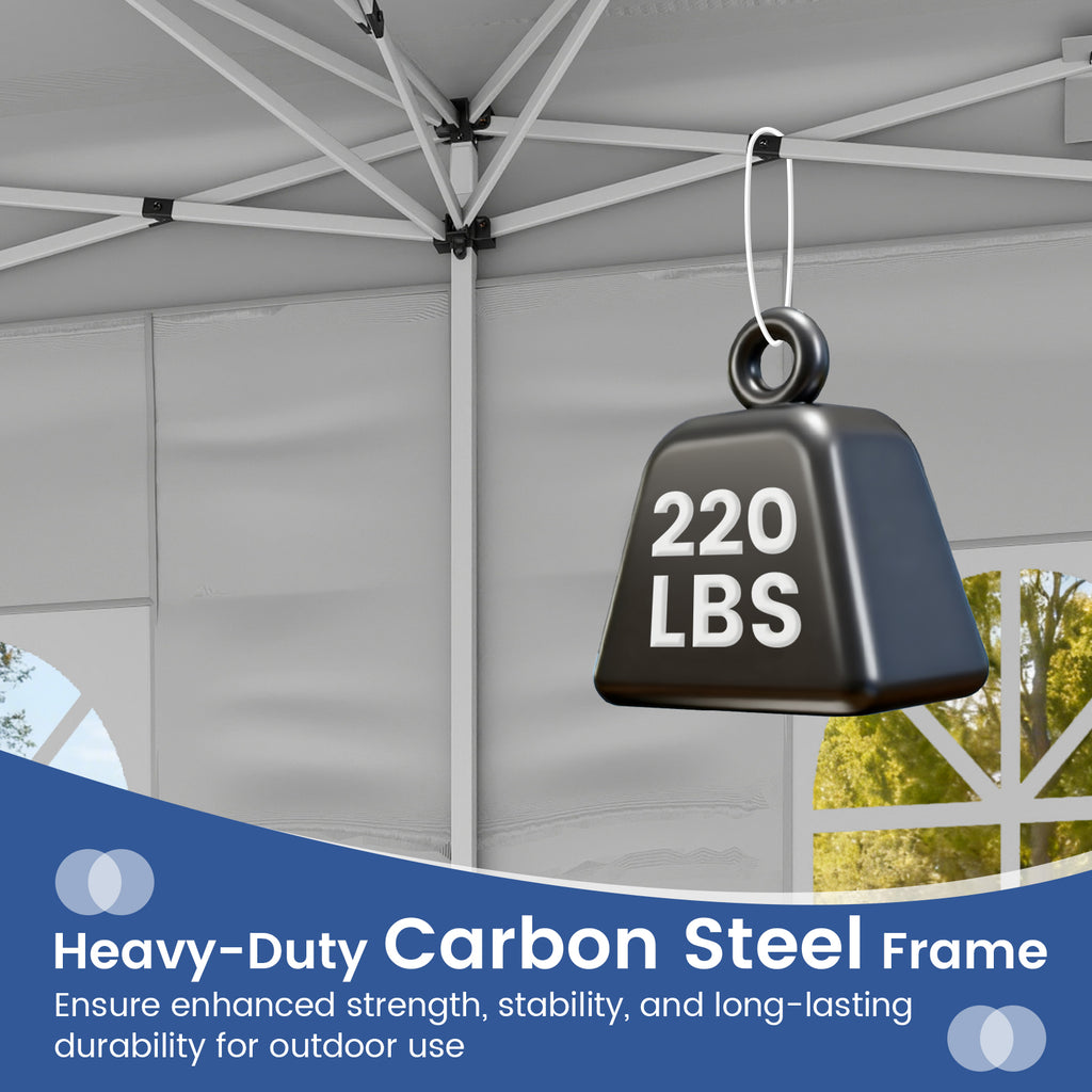 10 x 20 Feet Pop-Up Canopy Tent with 6 Sidewalls - Gray