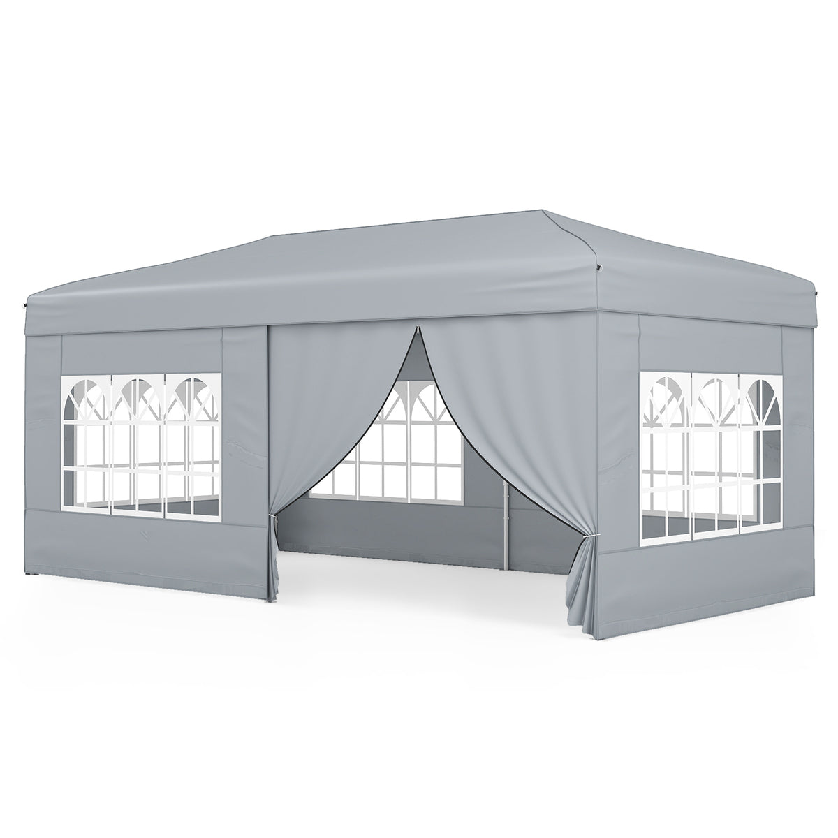 10 x 20 Feet Pop-Up Canopy Tent with 6 Sidewalls - Gray