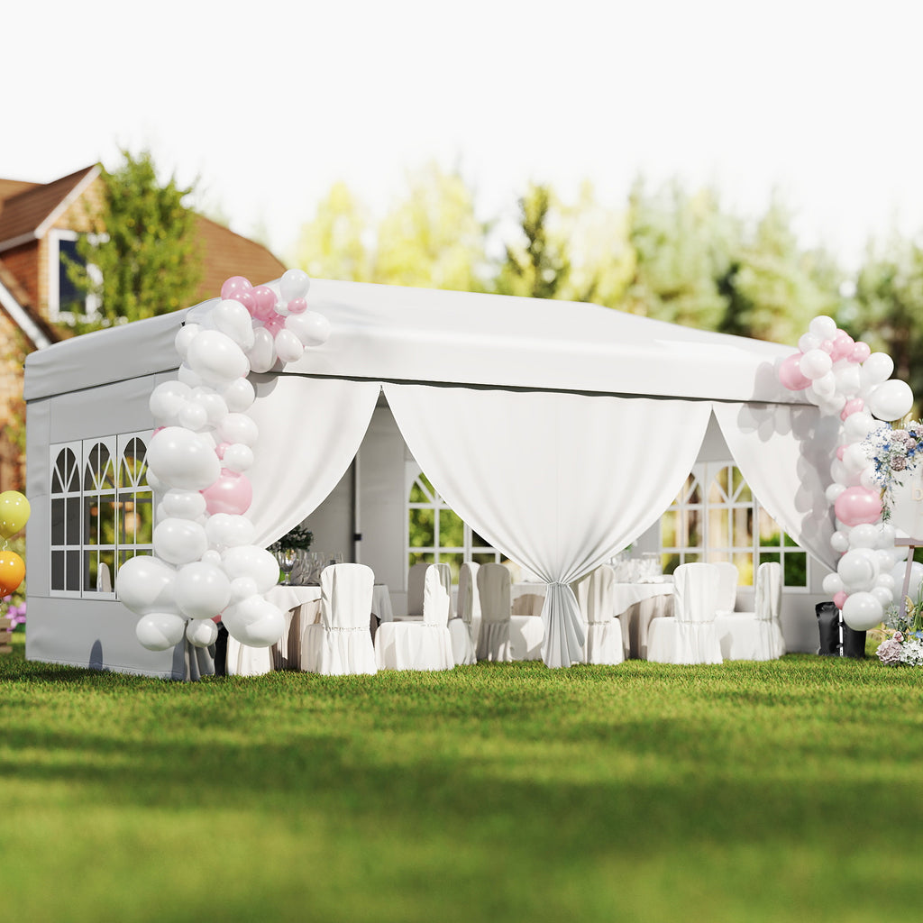 10 x 20 Feet Pop-Up Canopy Tent with 6 Sidewalls - White